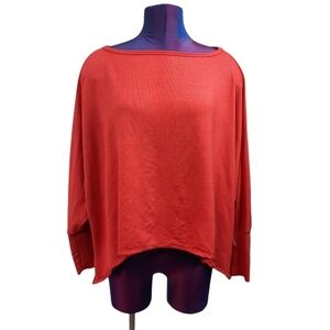 NWT Go Couture Shark Bite Orange Long Sleeve Blouse Size Small Women's V22